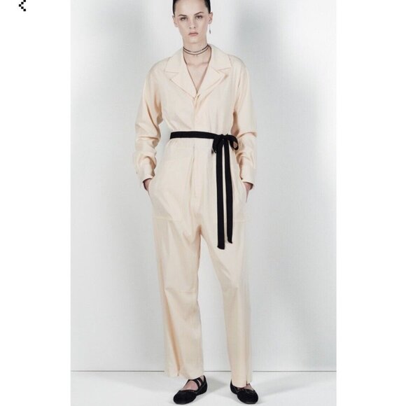 Zara Collection Cream Belted Jumpsuit Wool XS/S - Picture 9 of 10